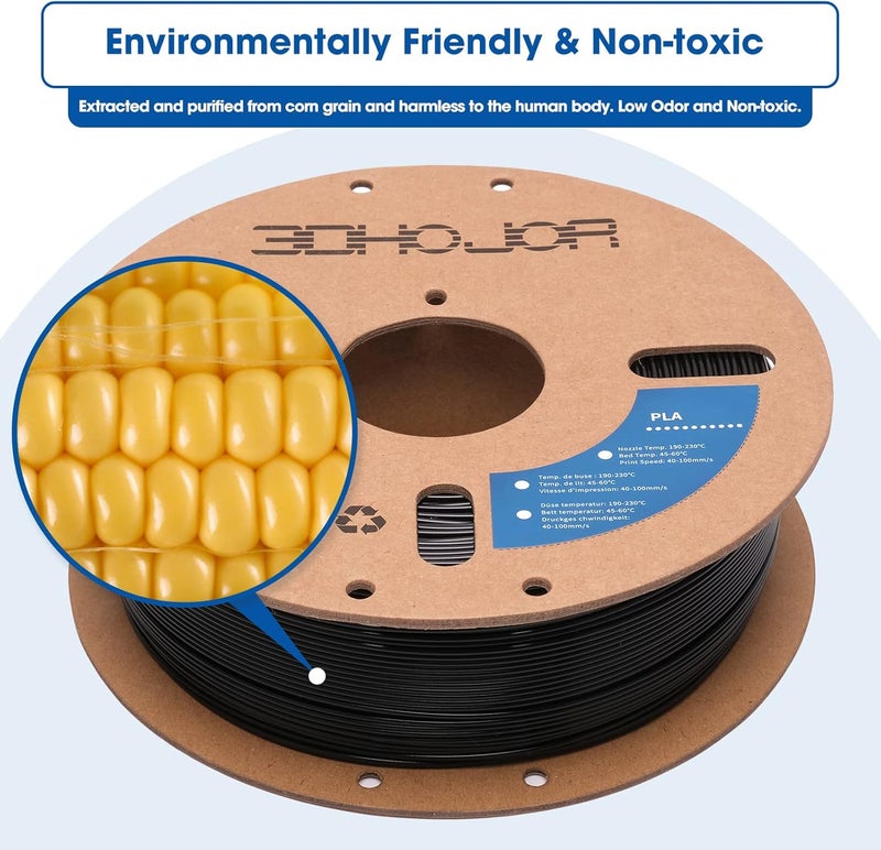 3DHoJor PLA Filament 1.75mm,3D Printer Filament,1kg*2 Cardboard Spool, Fit Most FDM 3D Printer,Dimensional Accuracy +/- 0.03 mm,Vacuum Packaging-Black+Cold White 2Pack - Image 5